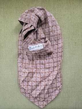 Turnbull & Asser Beige and Brown Geometric Silk Tie